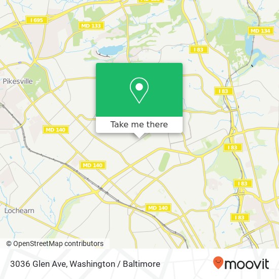 Mapa de 3036 Glen Ave, Baltimore, MD 21215