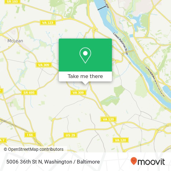 Mapa de 5006 36th St N, Arlington, VA 22207