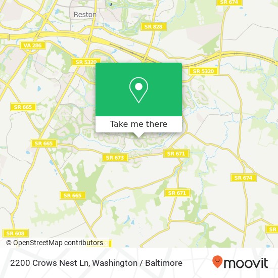Mapa de 2200 Crows Nest Ln, Reston, VA 20191
