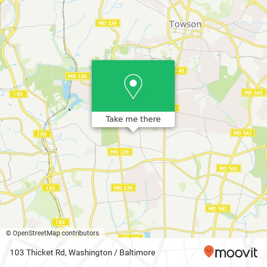 Mapa de 103 Thicket Rd, Baltimore, MD 21212