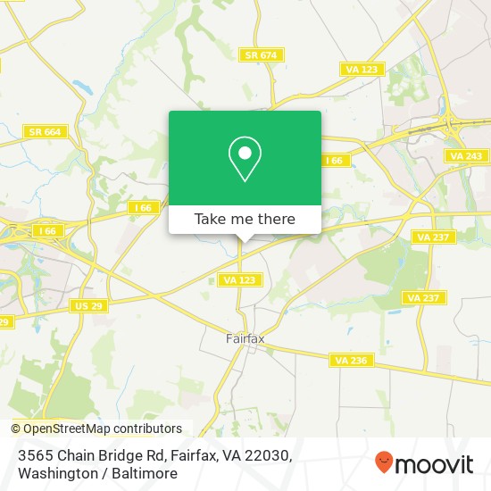 Mapa de 3565 Chain Bridge Rd, Fairfax, VA 22030
