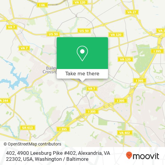 Mapa de 402, 4900 Leesburg Pike #402, Alexandria, VA 22302, USA