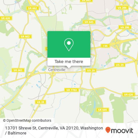 Mapa de 13701 Shreve St, Centreville, VA 20120