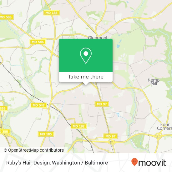 Mapa de Ruby's Hair Design, Silver Spring, MD 20902