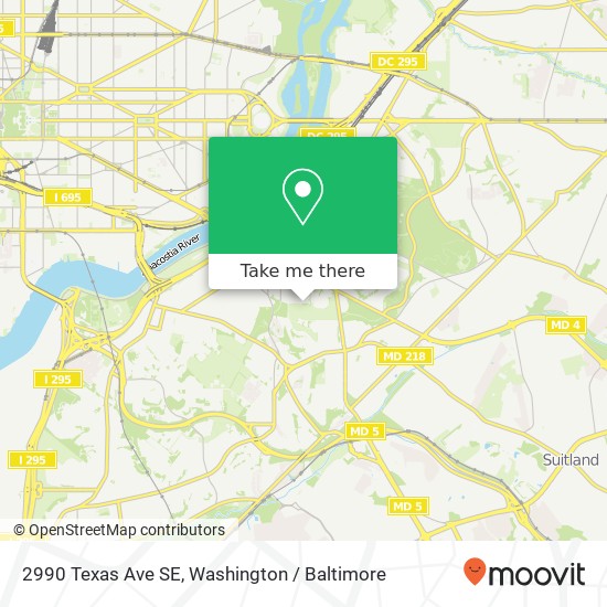 Mapa de 2990 Texas Ave SE, Washington, DC 20020