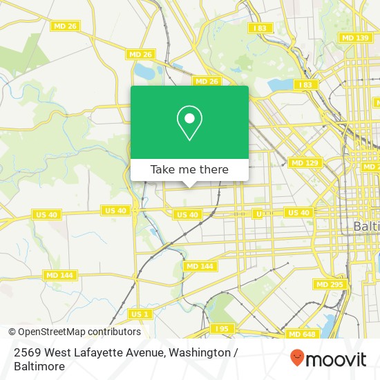 Mapa de 2569 West Lafayette Avenue, 2569 W Lafayette Ave, Baltimore, MD 21216, USA
