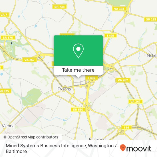 Mapa de Mined Systems Business Intelligence, 1750 Tysons Blvd