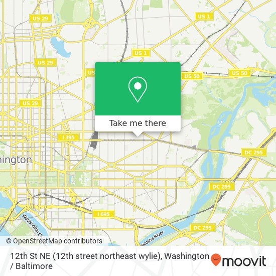 Mapa de 12th St NE (12th street northeast wylie), Washington, DC 20002