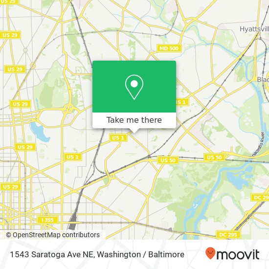 Mapa de 1543 Saratoga Ave NE, Washington, DC 20018