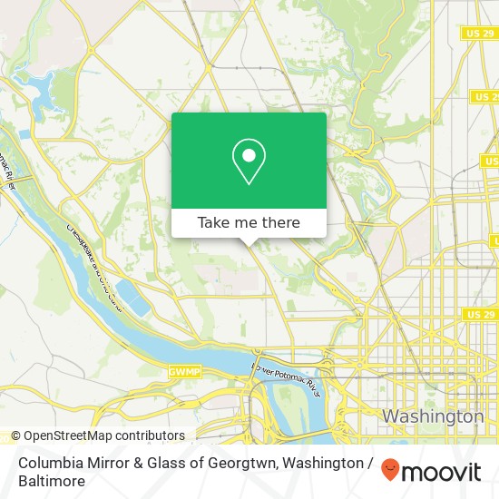Mapa de Columbia Mirror & Glass of Georgtwn, 2212 Wisconsin Ave NW
