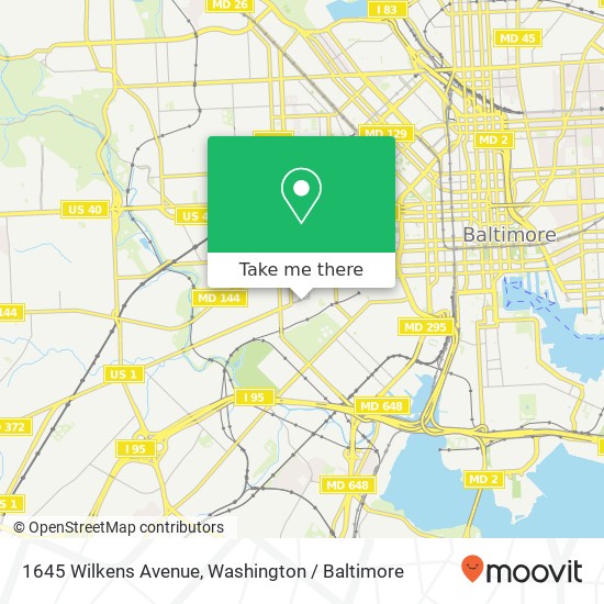 Mapa de 1645 Wilkens Avenue, 1645 Wilkens Ave, Baltimore, MD 21223, USA