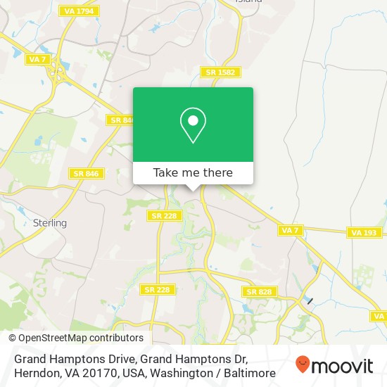 Mapa de Grand Hamptons Drive, Grand Hamptons Dr, Herndon, VA 20170, USA