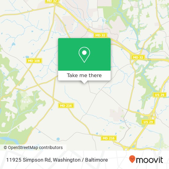 Mapa de 11925 Simpson Rd, Clarksville, MD 21029