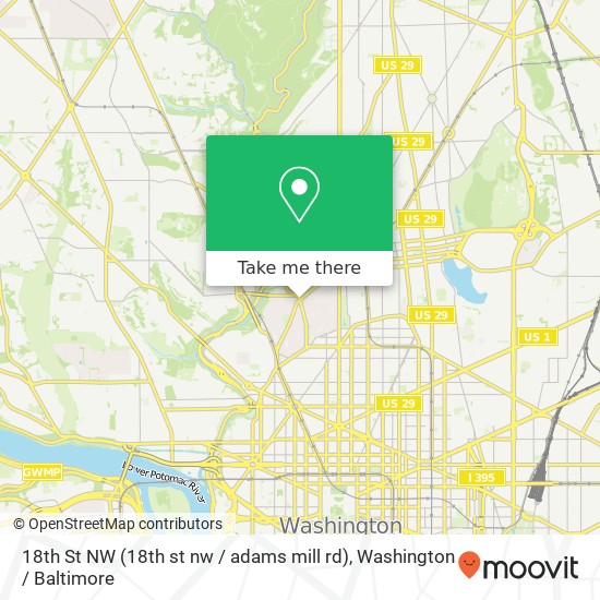 18th St NW (18th st nw / adams mill rd), Washington, DC 20009 map