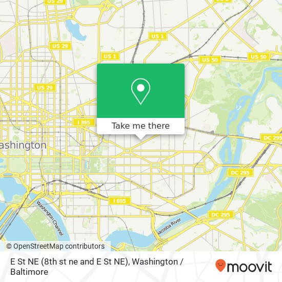 Mapa de E St NE (8th st ne and E St NE), Washington, DC 20002