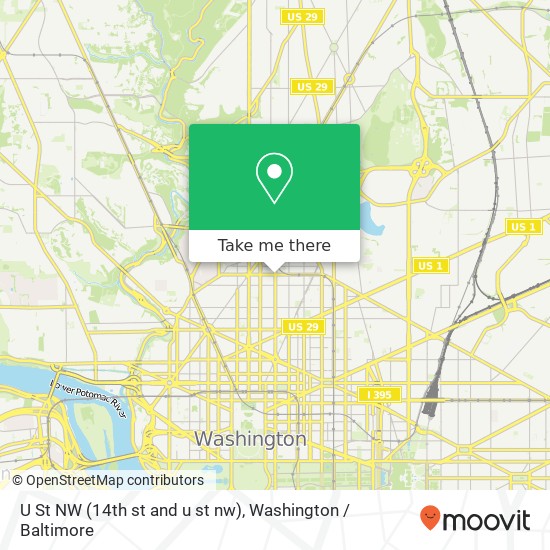 U St NW (14th st and u st nw), Washington, DC 20009 map