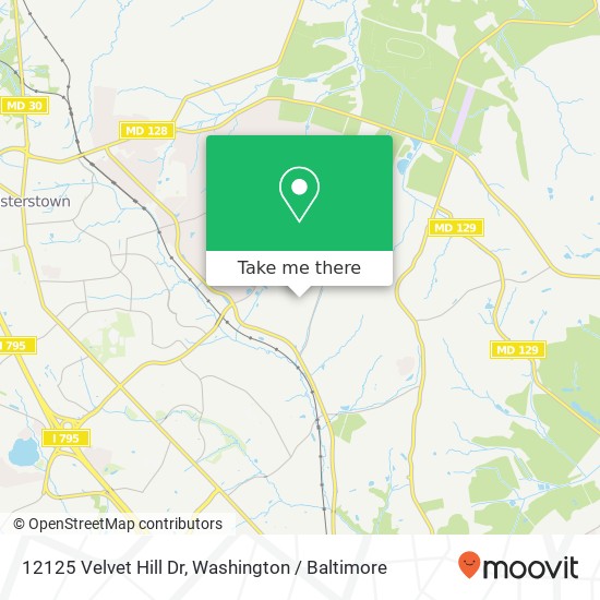 Mapa de 12125 Velvet Hill Dr, Owings Mills, MD 21117