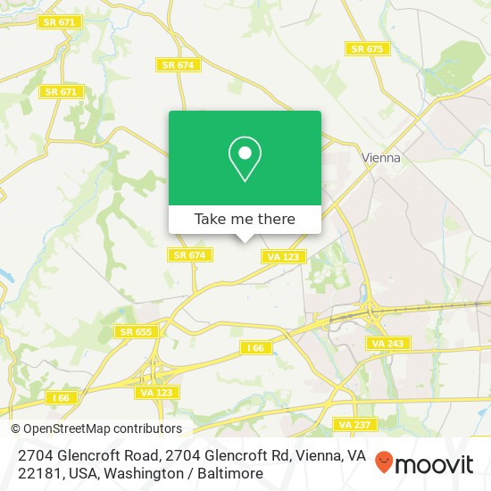 Mapa de 2704 Glencroft Road, 2704 Glencroft Rd, Vienna, VA 22181, USA