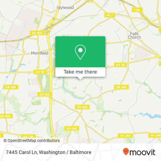 Mapa de 7445 Carol Ln, Falls Church, VA 22042