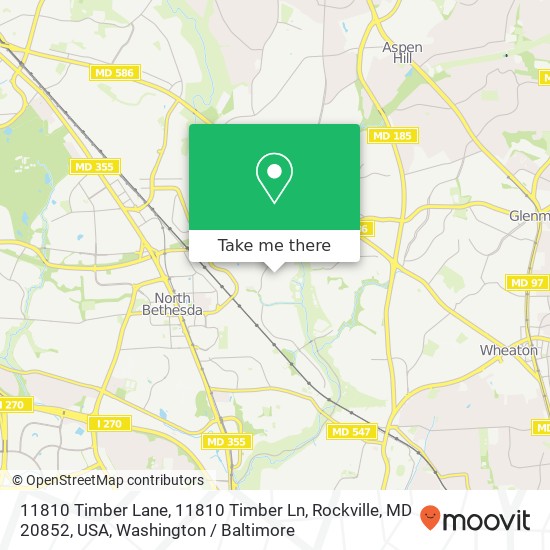 11810 Timber Lane, 11810 Timber Ln, Rockville, MD 20852, USA map