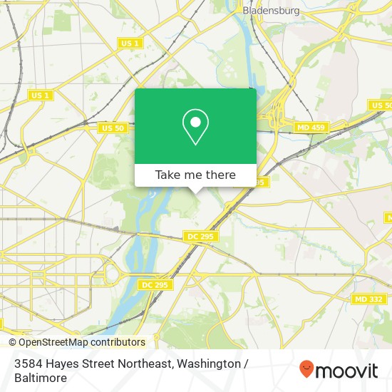 3584 Hayes Street Northeast, 3584 Hayes St NE, Washington, DC 20019, USA map