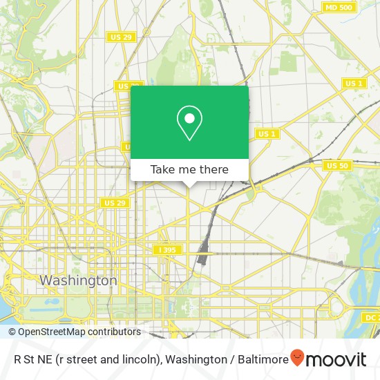 R St NE (r street and lincoln), Washington, DC 20002 map
