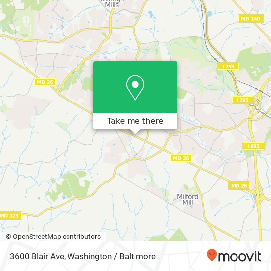 Mapa de 3600 Blair Ave, Randallstown, MD 21133