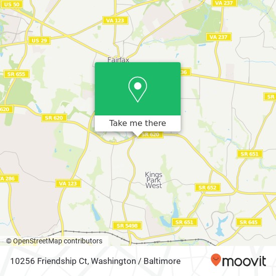 Mapa de 10256 Friendship Ct, Fairfax, VA 22032