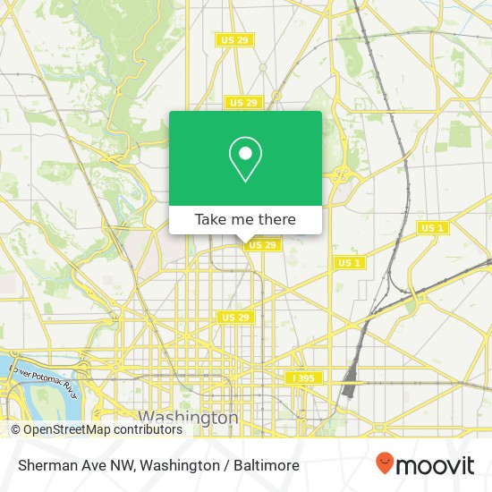 Mapa de Sherman Ave NW, Washington, DC 20001