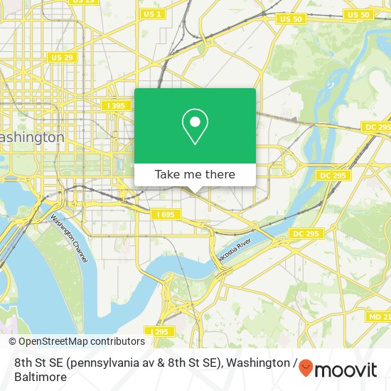 Mapa de 8th St SE (pennsylvania av & 8th St SE), Washington, DC 20003
