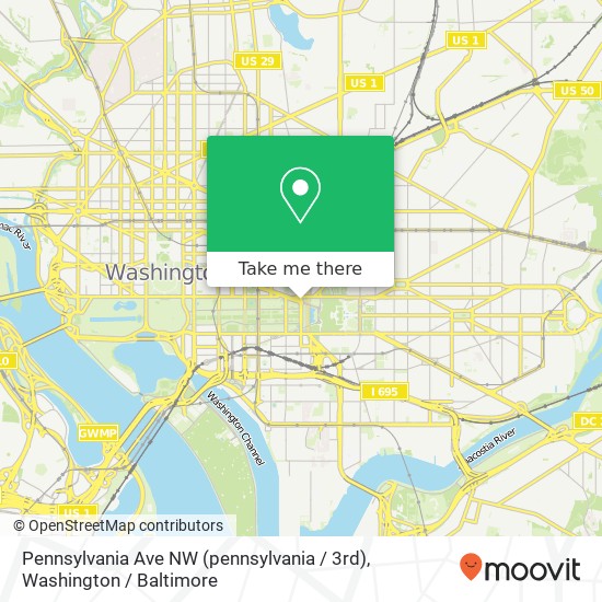 Mapa de Pennsylvania Ave NW (pennsylvania / 3rd), Washington, DC 20004