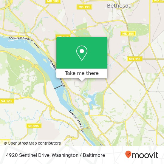 Mapa de 4920 Sentinel Drive, 4920 Sentinel Dr, Bethesda, MD 20816, USA