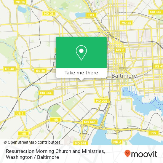 Mapa de Resurrection Morning Church and Ministries, 1103 W Baltimore St