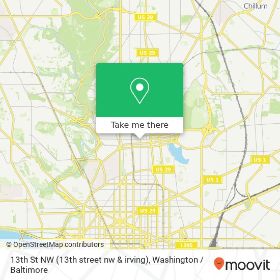 Mapa de 13th St NW (13th street nw & irving), Washington, DC 20010