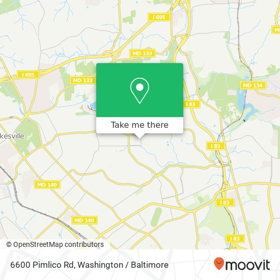 Mapa de 6600 Pimlico Rd, Baltimore, MD 21209