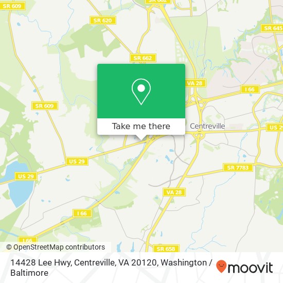 Mapa de 14428 Lee Hwy, Centreville, VA 20120