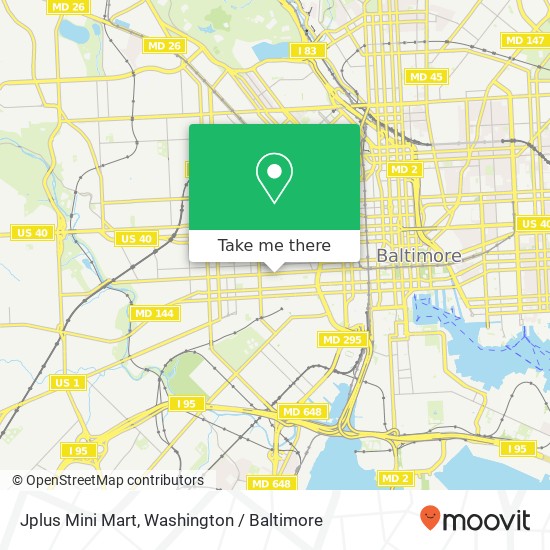Mapa de Jplus Mini Mart, 1103 W Baltimore St