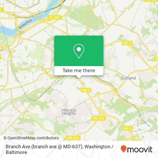 Mapa de Branch Ave (branch ave @ MD-637), Temple Hills, MD 20748