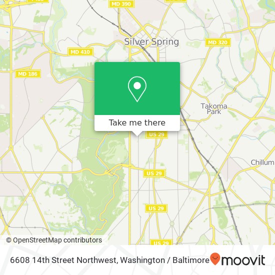 Mapa de 6608 14th Street Northwest, 6608 14th St NW, Washington, DC 20012, USA