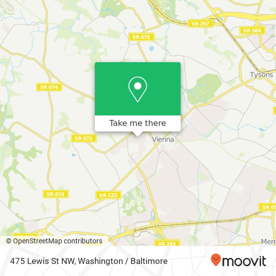 Mapa de 475 Lewis St NW, Vienna, VA 22180