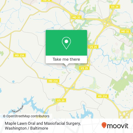 Mapa de Maple Lawn Oral and Maxiofacial Surgery, 7625 Maple Lawn Blvd