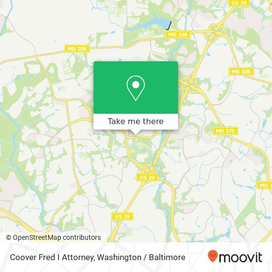 Coover Fred I Attorney, 10500 Little Patuxent Pkwy map