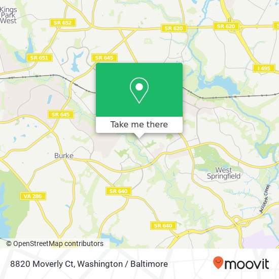 Mapa de 8820 Moverly Ct, Springfield, VA 22152