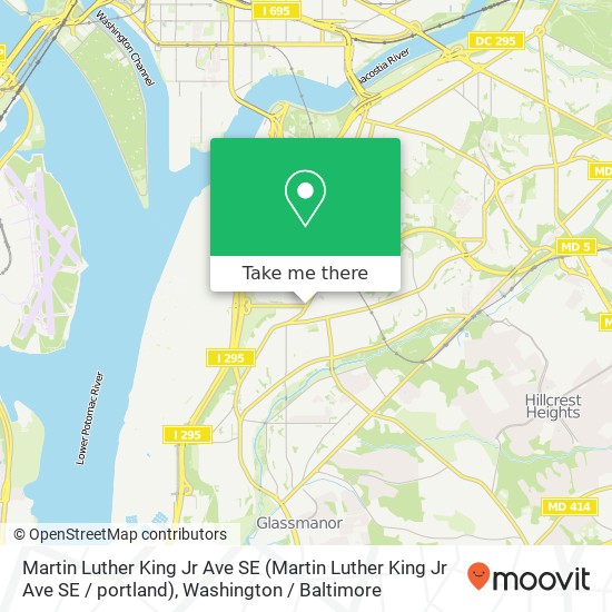 Mapa de Martin Luther King Jr Ave SE (Martin Luther King Jr Ave SE / portland), Washington, DC 20032