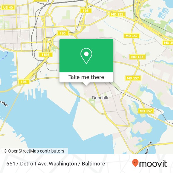 Mapa de 6517 Detroit Ave, Dundalk (Baltimore), MD 21222