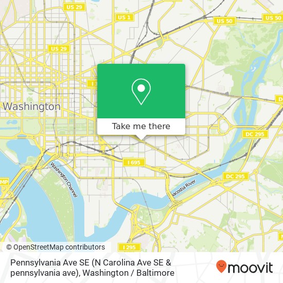 Mapa de Pennsylvania Ave SE (N Carolina Ave SE & pennsylvania ave), Washington, DC 20003