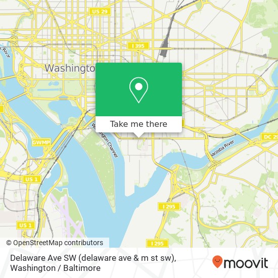 Mapa de Delaware Ave SW (delaware ave & m st sw), Washington, DC 20024