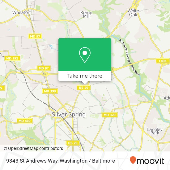 Mapa de 9343 St Andrews Way, Silver Spring, MD 20901