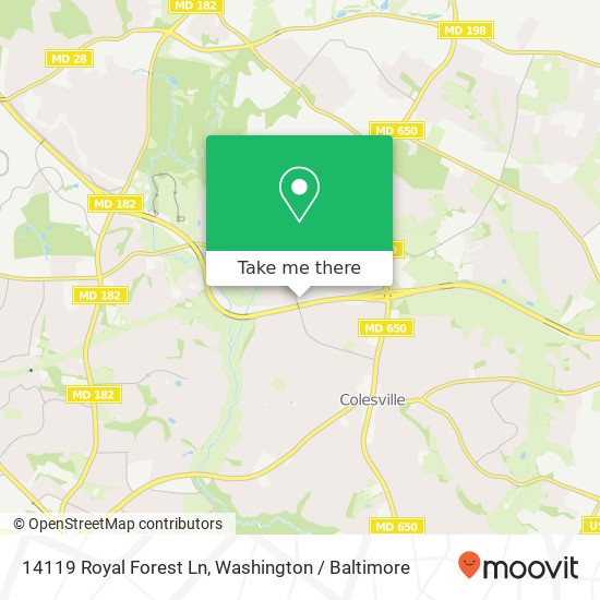 Mapa de 14119 Royal Forest Ln, Silver Spring, MD 20904