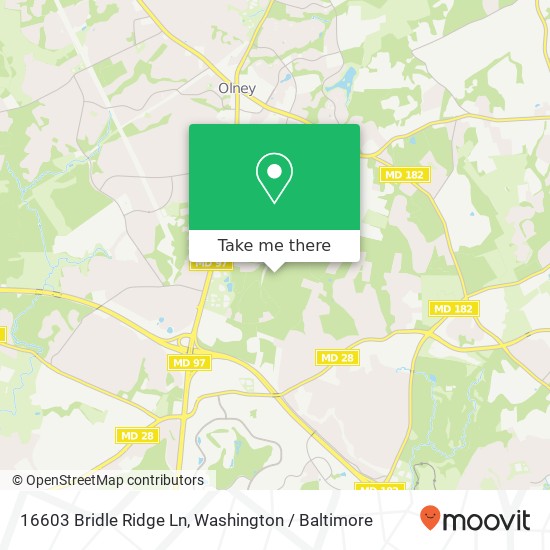 Mapa de 16603 Bridle Ridge Ln, Olney, MD 20832